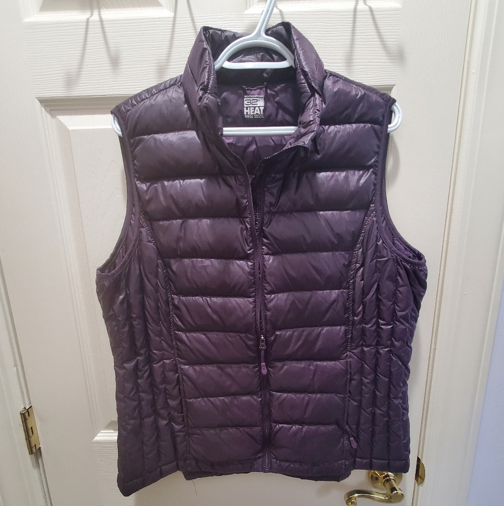 32 Degrees Purple Quilted Puffer Vest with High Collar
